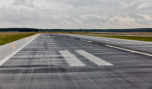 Empty Wet Airport Runway
